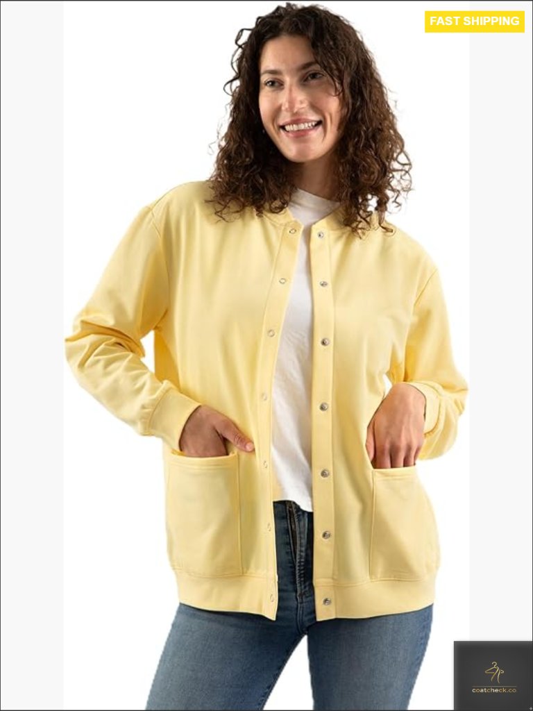 Fleece Snap Front Cardigan Lightweight Soft Cozy Open Front Baseball Jacket